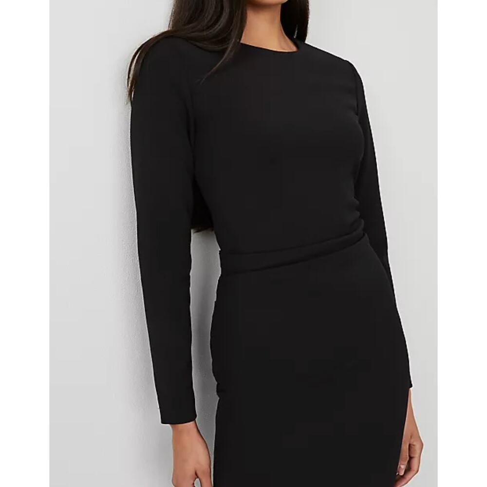 NWOT Ann Taylor Black Knit Crepe Side-Tuck Mini Dress - Size 4